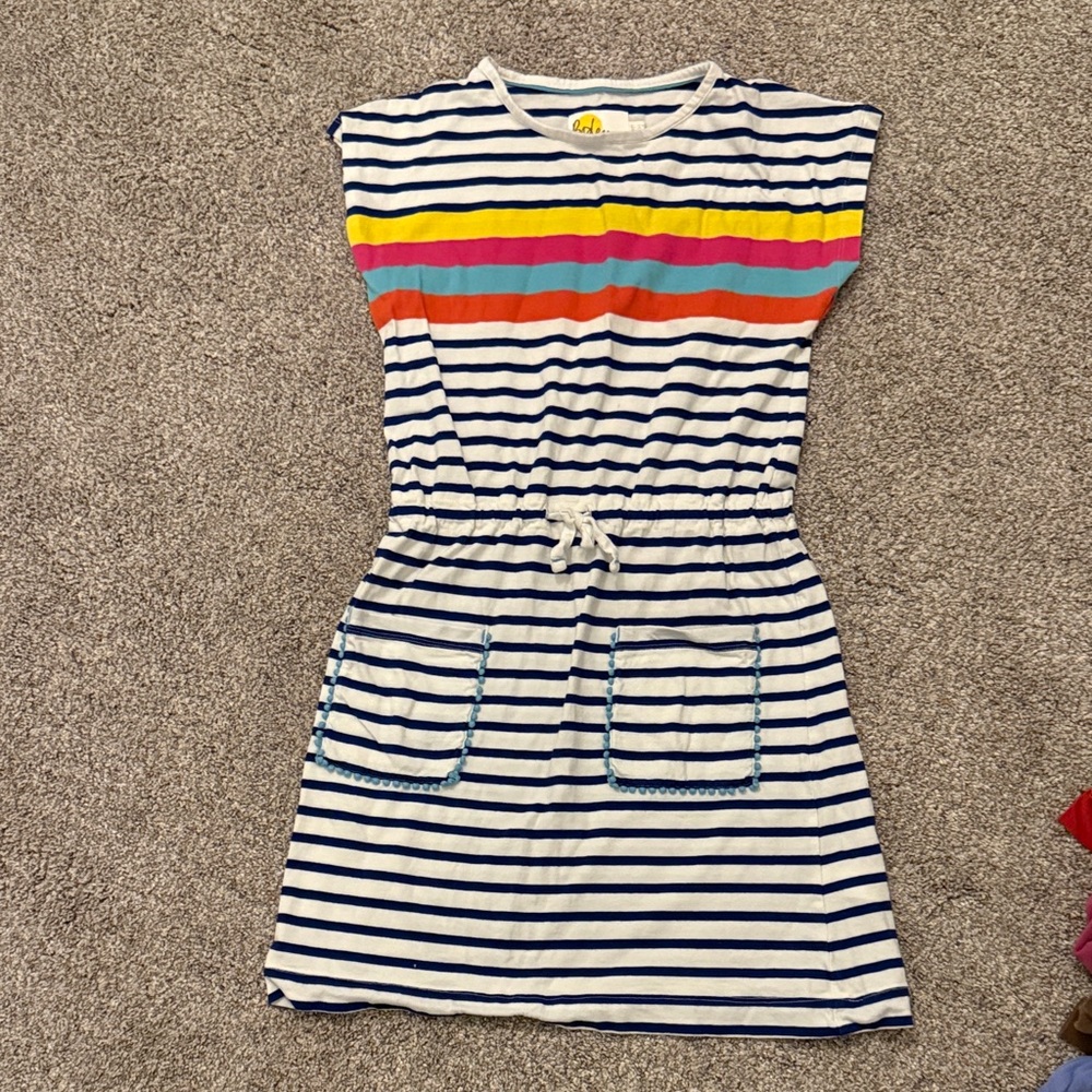 Mini Boden Striped Tie Waist Pocket Dress Girls 11-12Y